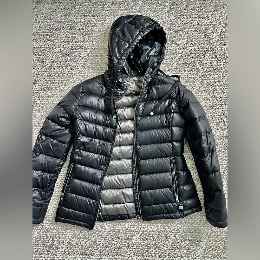 Andrew Marc Shiny Black Puffer Jacket